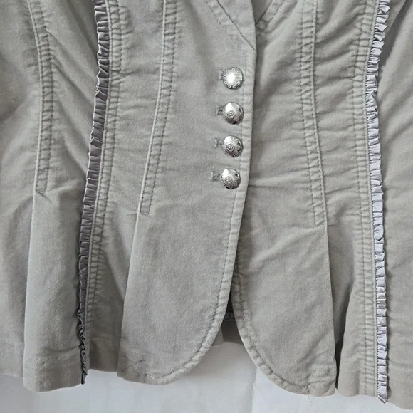 WHBM White House Black Market Grey Velvet Blazer with Grey Satin Trim Sz 4 - Picture 5 of 15